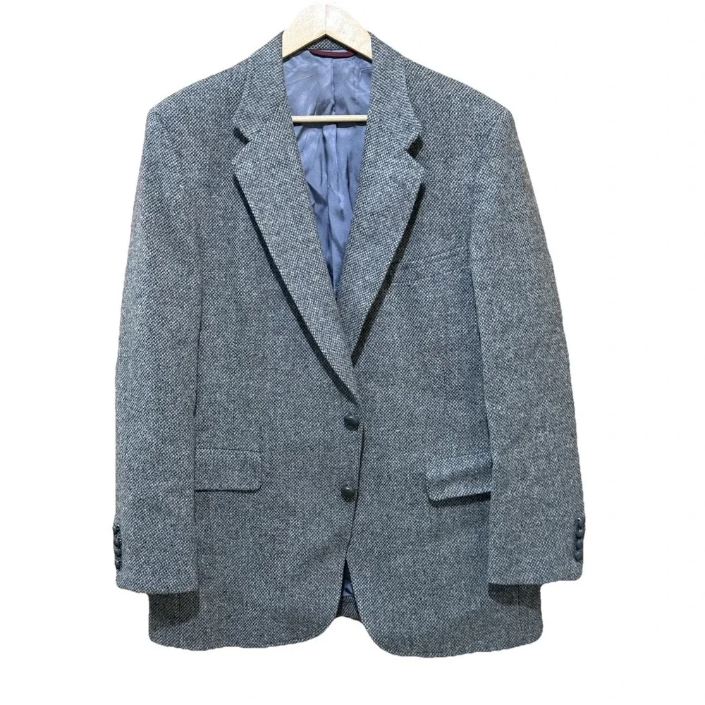 Hart Schaffner Marx Gray Traditional Two‎ Button Wool Sports Coat Mens 44R